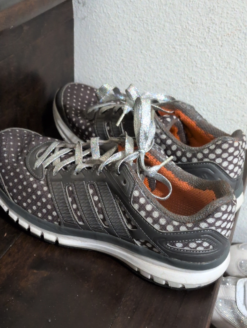 adidas Gray Polka Dot Women's Sneakers with Orange Lining